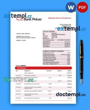 sample BANK Pekao S. A company statement Word and PDF template download