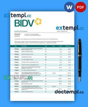 sample Bank for Investment and Development of Vietnam (BIDV) business statement Word and PDF template download