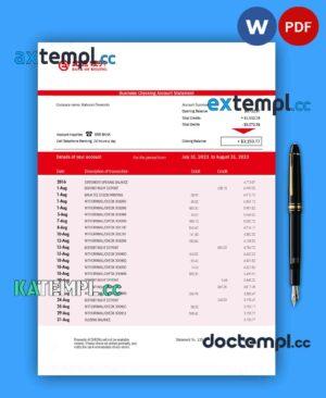 sample BANK of Beijing firm statement Word and PDF template download
