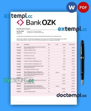 sample Bank of the Ozarks firm account statement Word and PDF template download