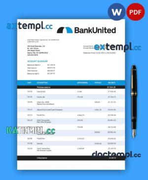 sample Bankunited enterprise account statement Word and PDF template download
