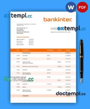 sample BANKINTER enterprise statement Word and PDF template download