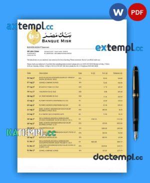 sample Banque Misr organization checking account statement Word and PDF template download
