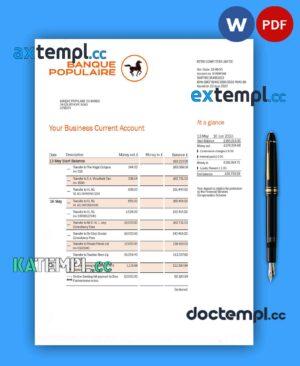 sample Banque Populaire du Maroc business statement Word and PDF template download