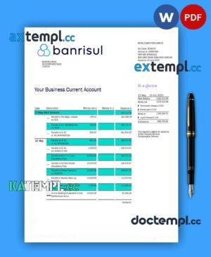 sample Banrisul Bank Business statement Word and PDF template download
