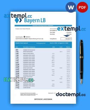 sample Bayerische Landesbank Bank firm account statement Word and PDF template download
