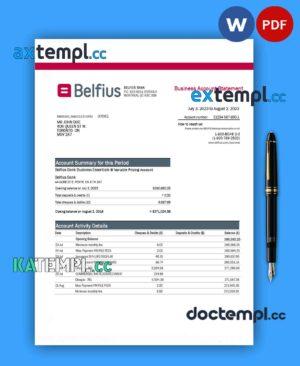 sample BELFIUS Bank enterprise statement Word and PDF template download