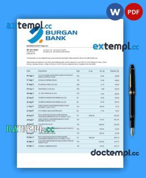 sample Burgan Bank enterprise account statement Word and PDF template download