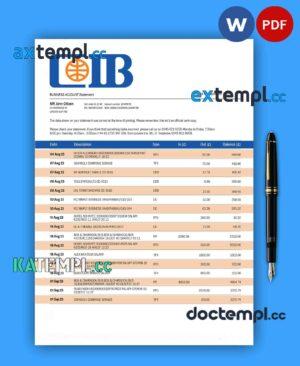 sample Cib Bank enterprise account statement Word and PDF template download