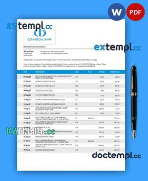 sample COMMERCIAL Bank firm statement Word and PDF template download