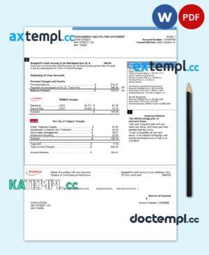 sample CANADA ENMAX utility bill Word and PDF template download