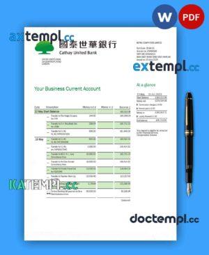 sample Catday United Bank enterprise account statement Word and PDF template download