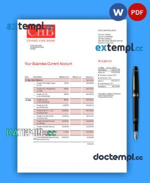 sample Chang Hwa Bank business statement Word and PDF template download