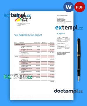 sample City National Bank of Florida firm account statement Word and PDF template download