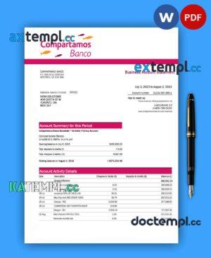 sample Compartamos Banco organization account statement Word and PDF template download