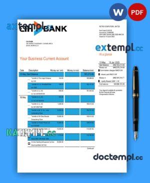 sample Credit Immobilier Et Hotelier enterprise account statement Word and PDF template download