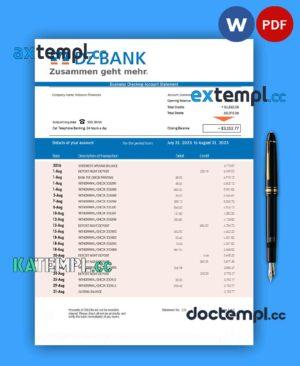 sample DZ Bank organization statement Word and PDF template download