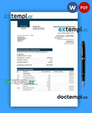 sample DANSKE Bank enterprise statement Word and PDF template download