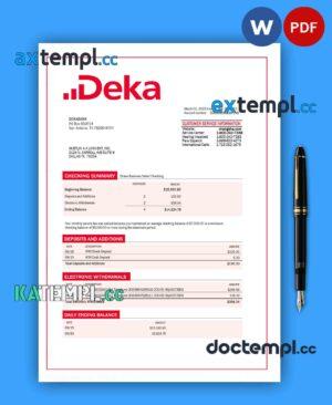 sample DEKABANK firm statement Word and PDF template download
