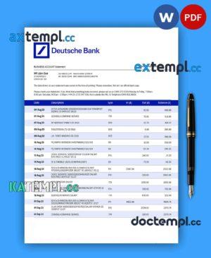sample DEUTSCHE Bank corporate statement Word and PDF template download