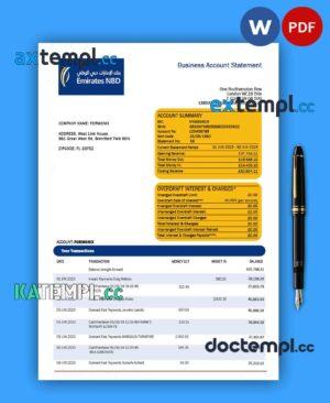 sample EMIRATES NBD Bank organization statement Word and PDF template download