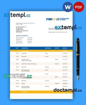 sample Fibi Bank enterprise account statement Word and PDF template download