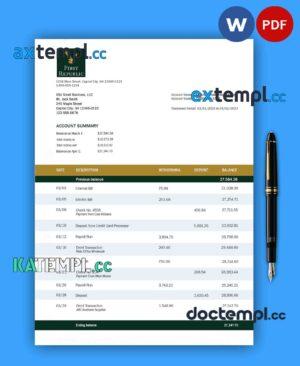 sample FIRST Republic Bank enterprise statement Word and PDF template download