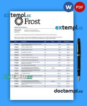 sample Frost Bankers enterprise account statement Word and PDF template download
