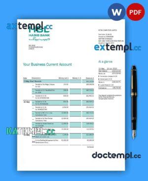 sample HBL Bank firm account statement Word and PDF template download