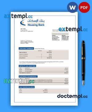 sample HBTF Bank firm account statement Word and PDF template download