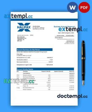 sample HALIFAX Bank organization statement Word and PDF template download