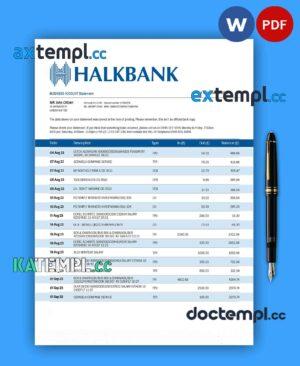 sample Halkbank business statement Word and PDF template download