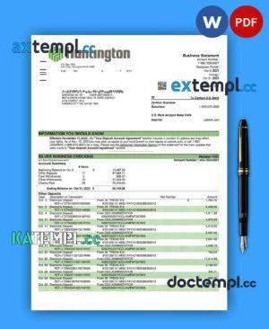 sample HUNTINGTON Bancshares corporate bank statement Word and PDF template download