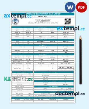 sample INDIA JHARKHAND BIJLI VITRAN NIGAM LTD. utility bill Word and PDF template download