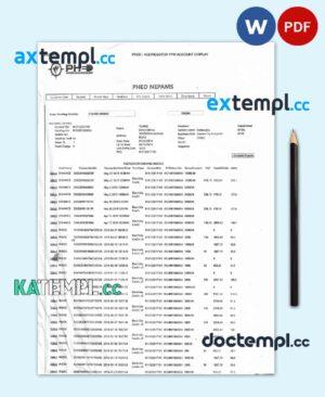 sample INDIA PHED utility bill Word and PDF template download