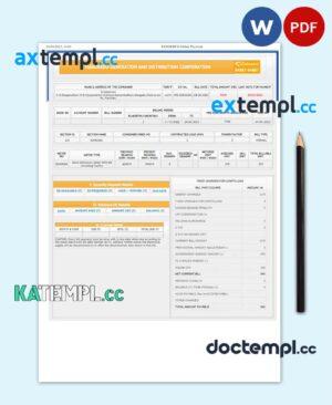 sample INDIA TAMILNADU utility bill Word and PDF template download