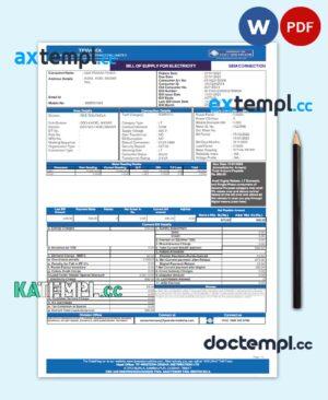 sample INDIA TPWODL utility bill Word and PDF template download