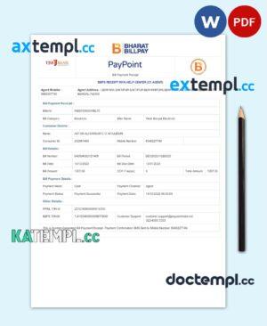 sample INDIA WEST BENGAL ELECTRICITY utility bill Word and PDF template download