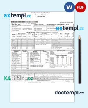 sample INIDA DHBVN utility bill Word and PDF template download