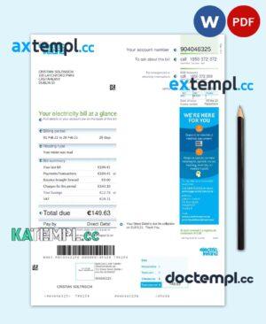 sample IRELAND ELECTRIC utility bill Word and PDF template download