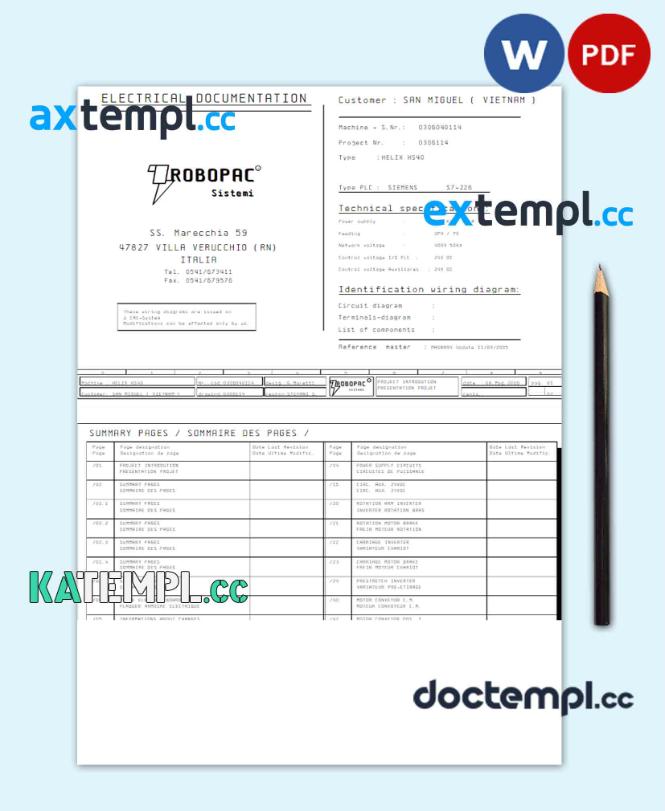 sample ITALY ROPOBAC SYSTEMI utility bill Word and PDF template download