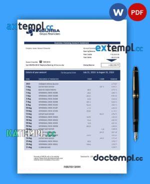 sample Inbursa Bank company checking account statement Word and PDF template download
