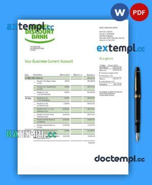 sample ISRAEL Discount Bank firm statement Word and PDF template download