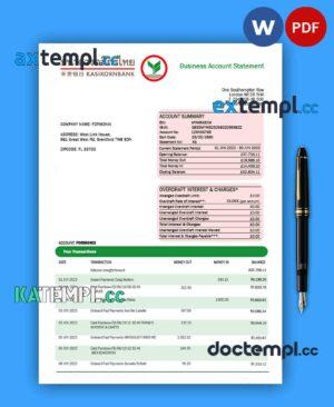 sample KASIKORNBANK enterprise statement Word and PDF template download