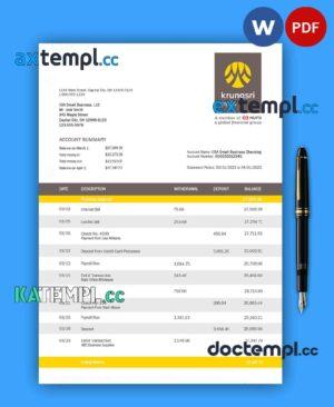 sample KRUNGSRI-Bank of Ayudha business statement Word and PDF template download