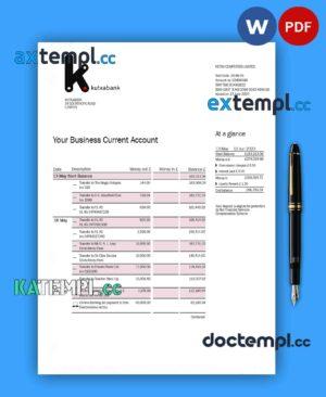 sample Kutxabank company account statement Word and PDF template download