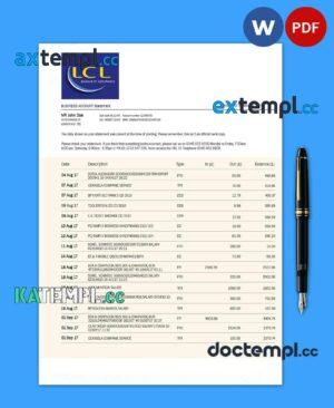 sample LCL Bank business statement Word and PDF template download