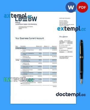 sample Landesbank Baden-Württemberg enterprise account statement Word and PDF template download