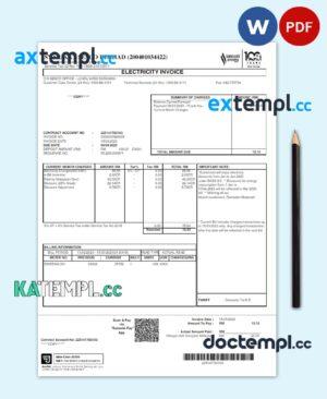 sample MALAYSIA SARAWAK ENERGY utility bill Word and PDF template download