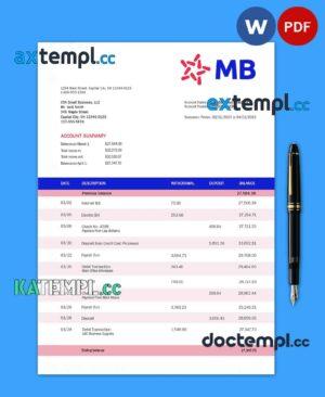 sample MB Bank company statement Word and PDF template download
